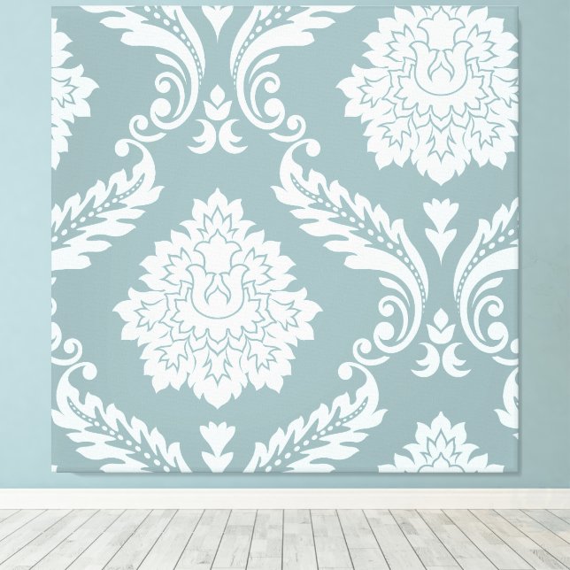 Arte Rococó Damask I Azul Huevo de Pato+Verde Teal (Insitu (piso de madera))