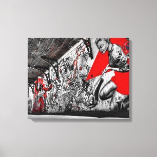 Arte rojo, blanco y negro de la pared de la
