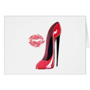 Arte rojo del zapato y del beso del estilete