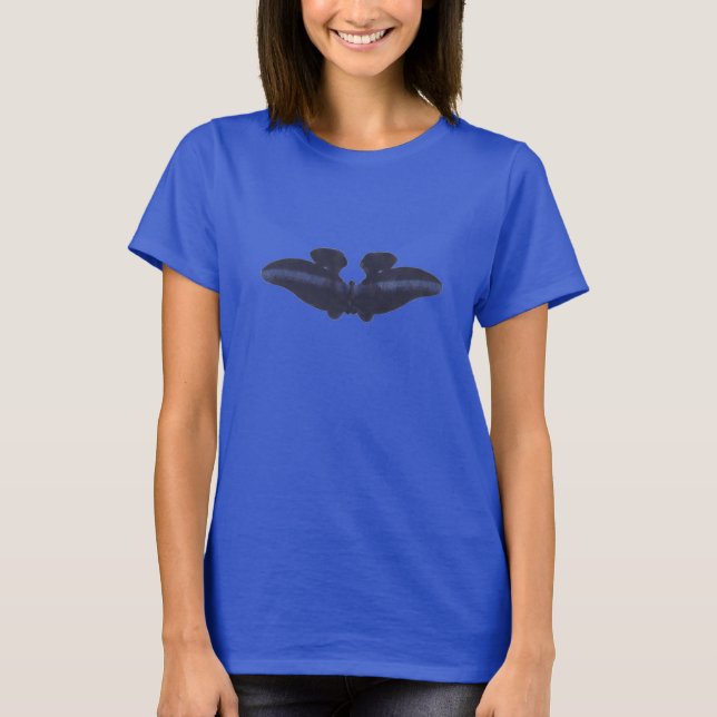 Arte Rorschach Azul en camiseta azul (Anverso)