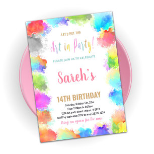 Arte rosa en Fiesta pintando invitaciones de cumpl