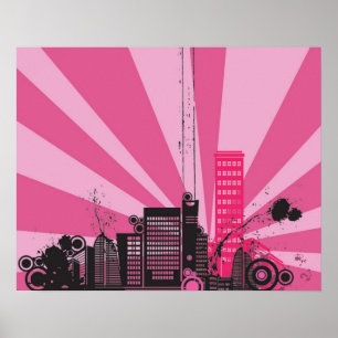 arte rosado abstracto de la pared de la ciudad