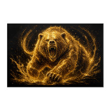 Arte Rugido de Oso Dorado Fiero