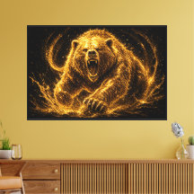 Arte Rugido de Oso Dorado Fiero