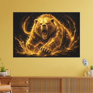 Arte Rugido de Oso Dorado Fiero