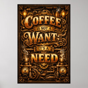 Arte Steampunk No Quiero Café Es Una Necesidad