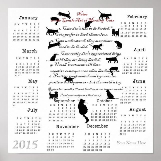 Arte suave de pastorear gatos...Calendario 2015 (Frente)