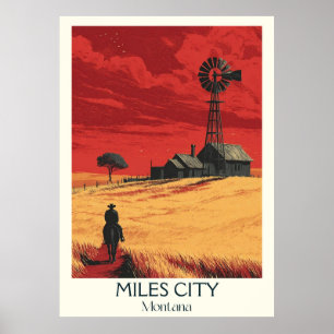 Arte Sunset de Miles City Montana Vintage Prairie