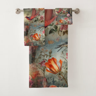Arte surrealista con flores y aves