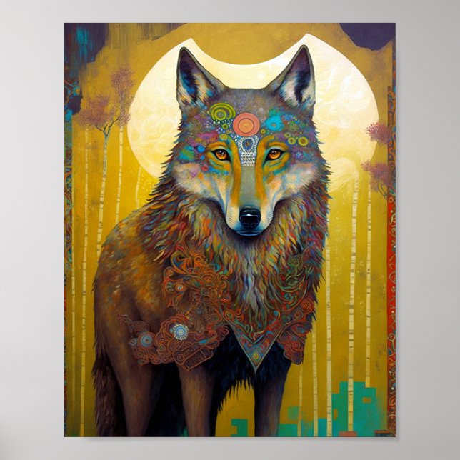 Arte surrealista de vida salvaje de Boho Wolf (Frente)