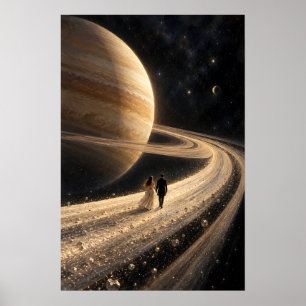 Arte surrealista del paseo por el anillo de Saturn