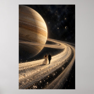 Arte surrealista del paseo por el anillo de Saturn