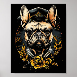 Arte tatuaje Bulldog francés marinero tradicional