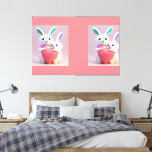 Arte Tema de Amor Bunny Marco Blanco Decoración de