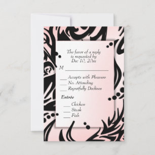 Arte tribal abstracto negro y rosa con RSVP de men