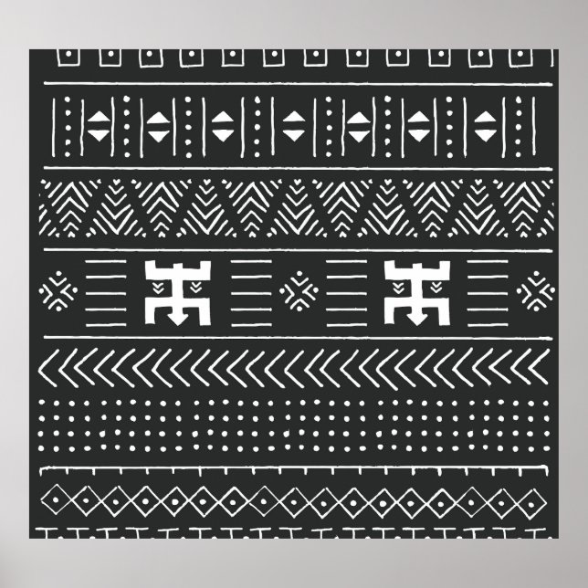 Arte tribal africano: blanco y negro geométrico (Frente)