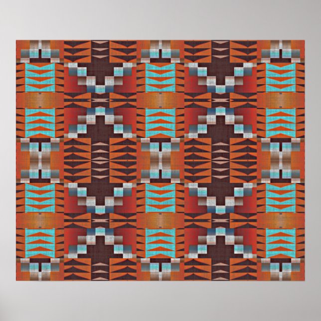 Arte tribal de color azul turquesa siena Naranja r (Frente)