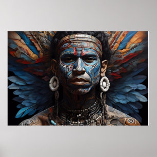 Arte Tribal de Fusión Abstracto Azteca Vibrante