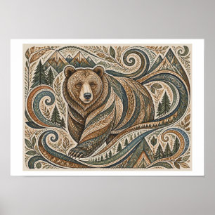 arte tribal de oso grizzly