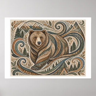 arte tribal de oso grizzly