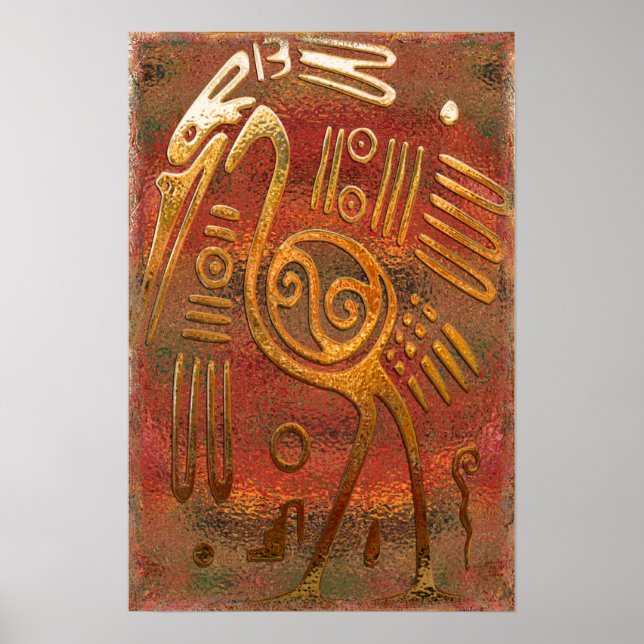 Arte tribal mexicano con cromo de oro (Frente)