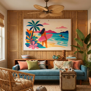 Arte tropical de playa de mediados de siglo