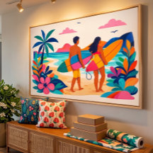 Arte tropical de playa de mediados de siglo