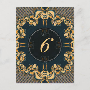 Arte Turquesa Número de Tabla de Menú de Boda Alte