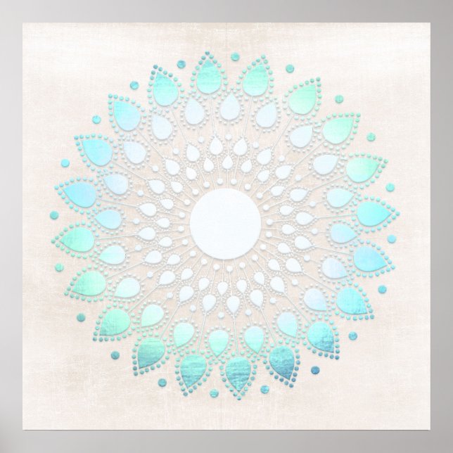 Arte Turquoise Blue Lotus Mandala (Frente)