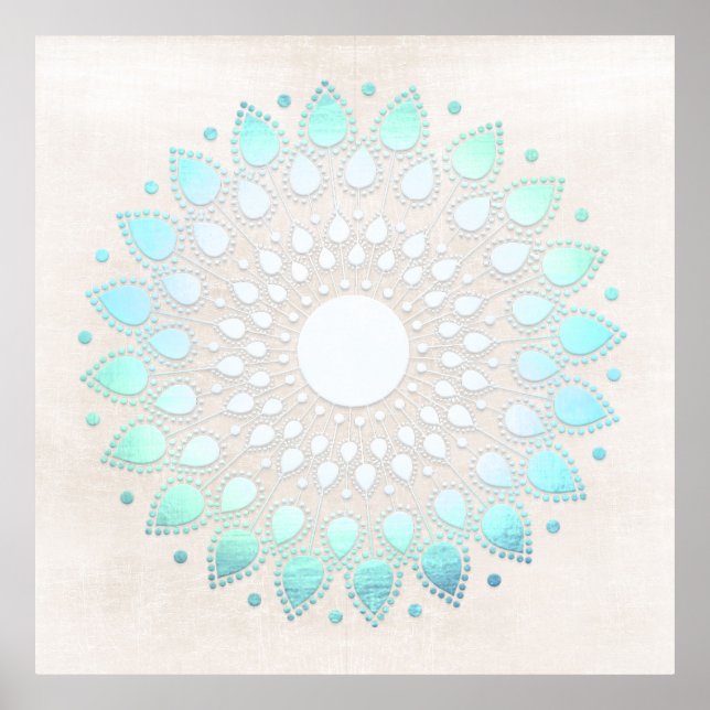 Arte Turquoise Blue Lotus Mandala (Frente)