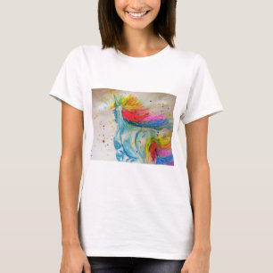 Arte Unicornio Púrpura Acuarela Mujer Camiseta