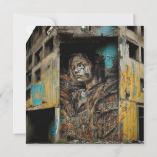Arte Urbano en Edificio Abandonado Tarjeta de Ar
