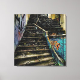 Arte Urbano en Escaleras Edificio Abandonado