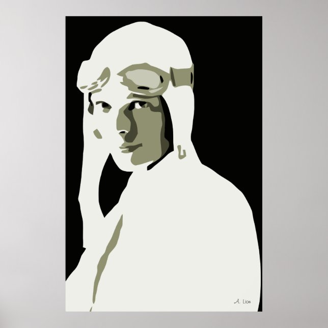 Arte vector de escala de grises Amelia Earhart (Frente)