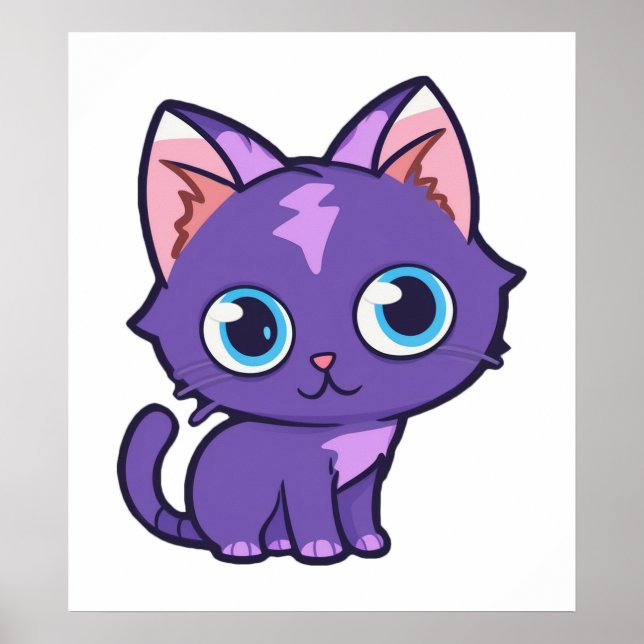 Arte vector de gato de anime púrpura (Frente)
