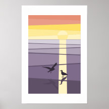 Arte vectorial de aves marinas naranja púrpura en 