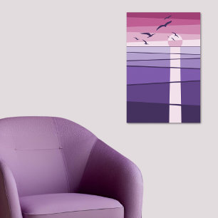 Arte vectorial de aves marinas rosa púrpura al ata