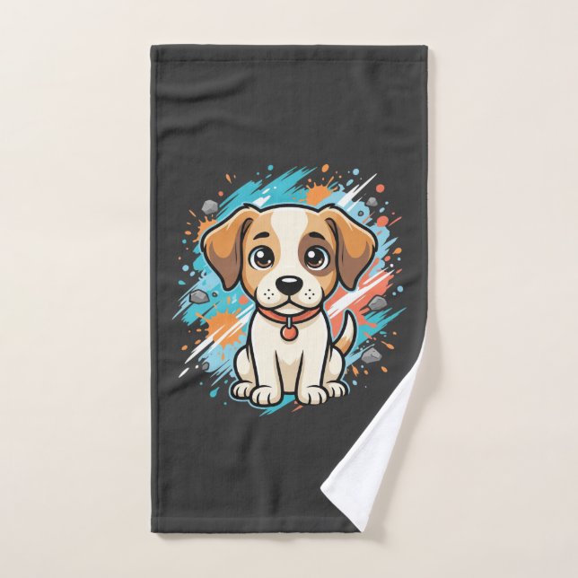 Arte vectorial de salpicaduras de pintura de perro (Toalla de mano)
