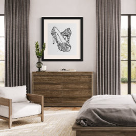 Arte vectorial de tacones stilettos en blanco y ne