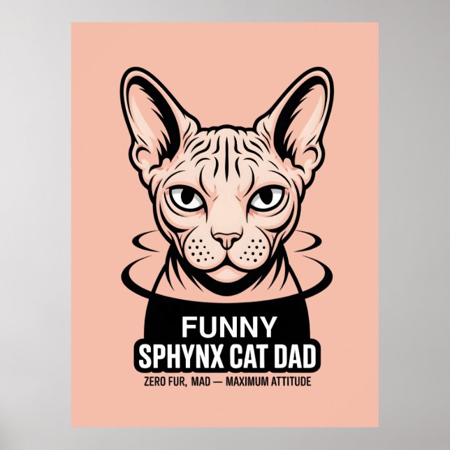 Arte vectorial divertido de gato Sphynx papá (Frente)