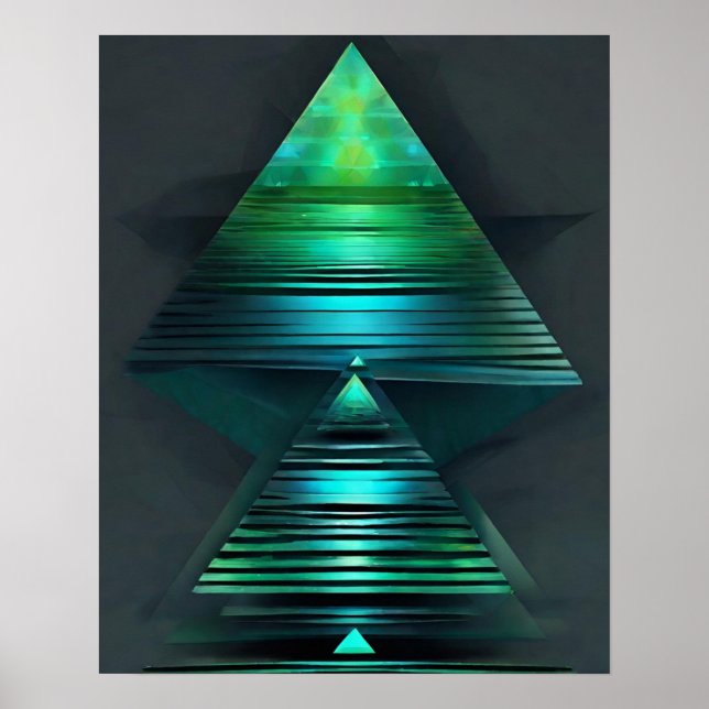 ARTE VERDE DE LUZ VERDE AZULADA PIRÁMIDE (Frente)