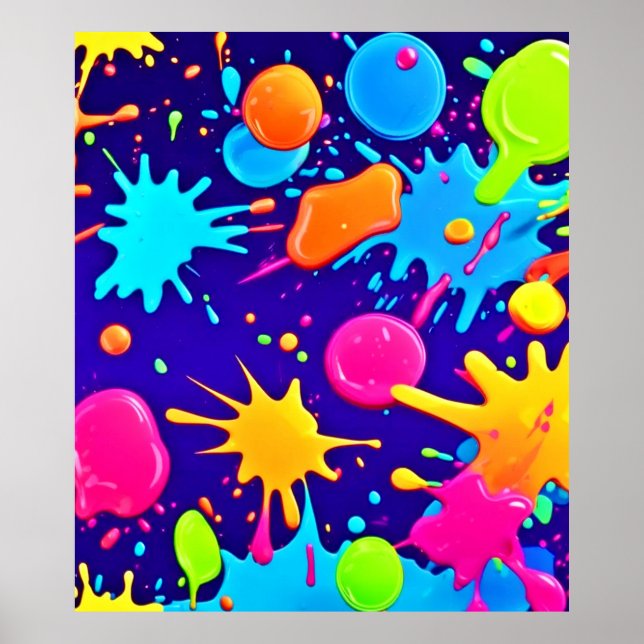 Arte vibrante de salpicaduras de pintura neón (Frente)