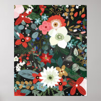 Arte Vintage Chic Oscuro Floral Colorido y Funky e