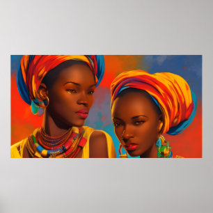Arte vintage de África Mujeres africanas coloridas