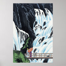 Arte vintage de cascada japonés