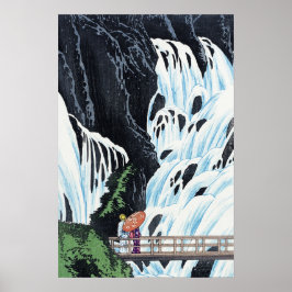 Arte vintage de cascada japonés