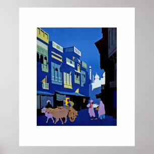 Arte vintage de India en cartel