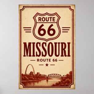 Arte vintage de la ruta 66 del río Missouri Gatewa