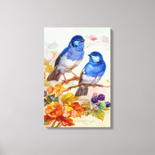 Arte vintage de pájaros azules
