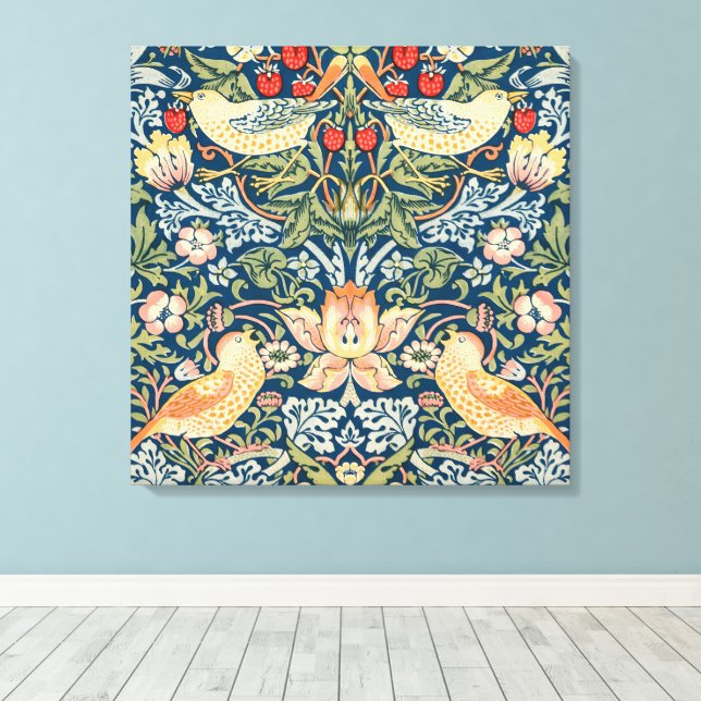 Arte vintage de pájaros lindos, ladrón de fresas (Insitu (piso de madera))